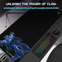 EvoFox Metal Claw X85 Deskpad/Gaming Mouse Pad with Micro-Textured Speed Surface, Non-Slip Rubber Base, Anti-fray Stitched Edges and Washable Surface [850 x 300 mm] XXL Size image 1