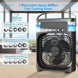 Drumstone [𝟏𝟓 𝐘𝐄𝐀𝐑𝐒 𝐖𝐀𝐑𝐑𝐀𝐍𝐓𝐘] Mini Portable Air Cooler with Oscillation, Humidifier, Timing Function, LED Light – Fast Cooling Fan for Room, Office, and Outdoor Camping_Multicolor image 3
