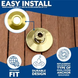 Brass Pool Cover Collar for Pool Cover Anchor - 5 Pack image 3