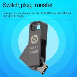 HP 886C 128GB OTG USB Flash Drive 3.2 Rock/Metallic Swivel Design/Durable Metal Material image 3