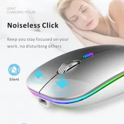 Offbeat Dash 2.4GHz Wireless + Bluetooth 5.1 +5.0 Mouse, Multi-Device Tripel Mode Type C Rechargeable Silent Click Buttons Wireless Bluetooth Mouse 3 Adjustable DPI, Works on 3 Devices (Silver) image 4