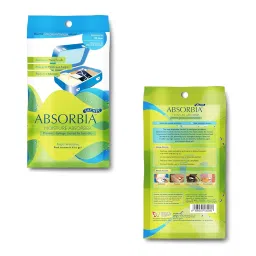 Absorbia Moisture Absorber Sachet -Pack of 6 (200ml Each) | Dehumidier for Bags, Suitcases Drawers & Absorbia Natural Camphor 20G X 3 | For cupboards and shoe closets | Air Freshener & Bug repellent image 1