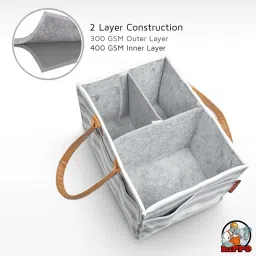 HIPPO Cute Diaper Caddy Bag for Smart Mothers, Baby Diaper Caddy Organizers - Felt Storage Mother Bags - for Diaper & Baby Wipes, Nursery Storage Foldable and Portable (Large, Grey-Stripes) image 5