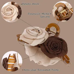 Melodio Double-Sided Rose Hair Claw Clip for Women, Elegant AB-Side Floral Hair Accessory, Non-Slip Large Claw for Updo & Daily Styling, Single Piece Romantic Hair Clip image 4