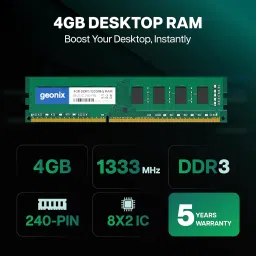 Geonix 4GB DDR3 Desktop RAM 8IC 1333 Mhz, 5 Years Warranty image 1
