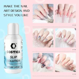 COSTICA 5 IN 1 Poly Gel Slip Solution,60ML Anti-Stick Solutions,Nail Extension Liquid,Slip Solution for Poly Gel Kit image 3