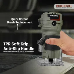 BUILDSKILL 550W Professional Wood Router Machine with Copper Motor | 10000-30000RPM 6 Speed Settings | 6mm, 6.35mm, 8mm Collet | TPR Soft Grip | Perfect Wood Trimmer for Woodworking, Craft & DIY image 5