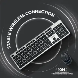 Acer Fusion Wireless Keyboard and Mouse Combo, Durable Stylish Design, 2.4GHz Nano Receiver, 10m Range, Indian Rupee Key, Adjustable DPI (800/1200/1600), Compatible with Windows & Mac (Black & Silver) image 1