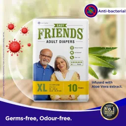 Friends Easy Adult Diapers Tape Style - 30 Count (Extra Large) with odour lock, Unisex, Leakproof, Wetness Indicator and Anti-Bacterial Absorbent Core- Waist Size 35.43-65.35 inch; 90-166 cm image 3