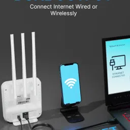 FEDUS 4G Router Mobile Sim Based with 5dbi Triple Antenna 150 Mbps Speed Plug and Play Unlocked Wi-Fi Router with SIM Card Slot No Configuration Required Support All 4G Sim Card, NVR, DVR, WiFi Camera image 4