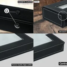 LEEZEL| Tissue Box Holder with 100 Pulls Cotton Rags Tissue | Handcrafted Fine Leather - Like Finish | for Gifting, Office Desks, Cars & Home Décor | Durable & Water Resistant. (Black) image 3