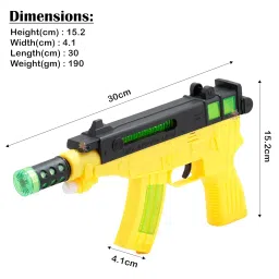 WISHKEY Plastic Musical Toy Gun for Kids, Sound Toy with Infrared Laser Light Effects, Pretend Play Vibrating Laser Gun Toy with Muzzle Movement, Yellow, 4+ Years, (Pack of 1) image 3