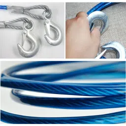 GNEY Premium 4 m Long, 5 Ton Towing Super Strong Emergency Heavy Duty Car Tow Cable Strap Rope with Dual Forged Hooks (Blue, 10mm x 4 m) image 4