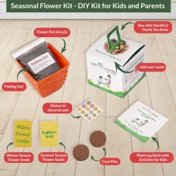 Grow Your Own Seasonal Flower Premium Kit - Pack of 6 - Best Return Gift For Kids Birthday Party (Seasonal Flower Kit, 6, count) image 2