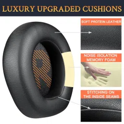 SOULWIT Professional Replacement Earpads Cushions for JBL Quantum 400 (Q400) Headphones, Ear Pads with Softer Protein Leather - Black image 2