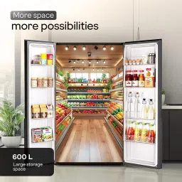 Godrej 600 L, 3 Star, 1+2 Years Additional Warranty, Smart Convertible Zones, Toughened Glass Door Frost Free Inverter Side By Side Refrigerator(2025 Model, RS EONVELVET 646C RIT OP BK, Opera Black) image 4