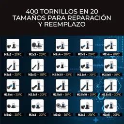 400pcs Laptop Screws w/Blue Nylok (20 Sizes) Titanium Nitride Screw Driver, Notebook Computer Screw Kit Set, Electronic Repair Screws for Hard Drive SSD Motherboard Fan Power Graphics image 3