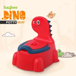 Baybee Western Toilet Potty Seat for Kids, Baby Potty Training Plastic Seat Chair with Ladder, Adjustable Step Height, Cushion Seat | Potty Seat for 1-8 Years Child (Dino Red) image 4