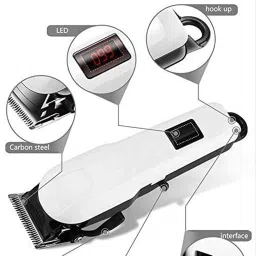 Dealsure Professional Hair Clipper Design Perfect Shaver And Haircut Rechargeable Beard And Moustaches Hair Machine And Trimming With Cord And Without Cordless Use(White),Men image 1