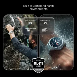Noise Endeavour Pro Outdoor Rugged Military Smart Watch, Titanium Alloy Bezel, Dual-Band GPS, 164ft Water Resistance, 28 Days Battery on Standby, AI Companion, for iOS & Android (Carbon Black) image 4