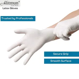 ALITMUN ProCare Latex Examination Hand Gloves, Pack of 100, Large Size, Medical Disposable Gloves Non-Sterile and Less Powdered, White, Surgical Gloves image 5