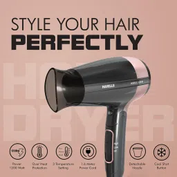 Havells 1200W Foldable Hair Dryer; 3 Heat Settings With Cool Shot (Hot/Cool/Warm),Heat Balance Technology|Cool Black|Your Perfect Blow Dry Companion For Effortless Hair Styling|Hd3161-1200 Watts image 4
