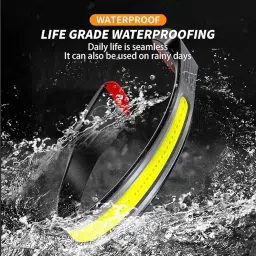 LED Running Headlamp Rechargeable Flashlight Wide Beam Headlight Motion Sensor Head Lamp Adjustable Headband Outdoor Waterproof Head Light for Running Camping Hiking image 3