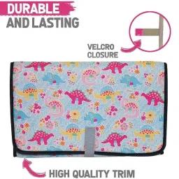 Oscar Home Portable Baby Diaper Changing Mat – Compact, Lightweight & Leak-Proof Foldable Mat (63 x 33 cm) – Travel & Home Essential for Babies – Dino Print image 3