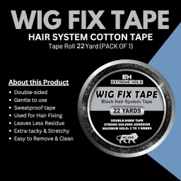 Extreme Hold 22yard Black Wig Tape, Strong & Durable, Long Lasting Adhesion, Wigs tape/Double Sided used as Patch & Toupee-for Men & Women Hair Extension image 3