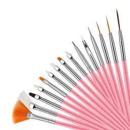 Nail Art Brushes and Dotting Pen Set (2 Packs) - 15pcs Nail Art Brushes + 5pcs Dual-Ended Dotting Tools Kit for Gel, UV, Acrylic Polish - Nail Art Design Tools for DIY, Salons, Beginners, Pros image 2
