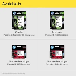 HP 680 Ink Cartridges Combo Pack (1 Black Cartridge + 1 tri-Color Cartridge) image 2