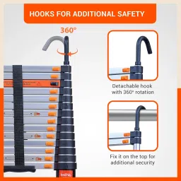 Bathla 14.5ft Aluminium Telescopic Ladder | 2-Year Manufacturer Warranty | Portable & Compact | Made in India (15 Step - 4.4 mtr) image 3