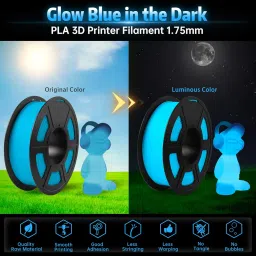SUNLU Glow in The Dark PLA Filament, Neatly Wound Luminous PLA 3D Printer Filament 1.75mm Dimensional Accuracy +/- 0.02mm, Fit Most FDM 3D Printers, 1kg Spool (2.2lbs), (Blue PLA, Glow Blue) image 1