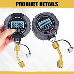 Saysurey Digital Vacuum Gauge, HVAC Vacuum Pressure Meter with 7/16"-20UNF, Digital Gauge Tester Set with Buzzer Alarm, 1/4" SAE Extension Connector Fitting with Brass Adapter, 0-75000 μmHg image 4