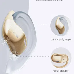 GameXtrem OpenFit Air Only 0.23 OZ Open-Ear Headphones with Fast Charging, Wireless Earbuds with HD Clear Calls, Earhook Ear Buds with 72 Hours of Playtime, IPX54 Earbuds for Running Fitness (Beige) image 2