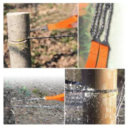 CHIPAR Pocket Chainsaw Chain Rope Portable Hand Saw Folding Survival Chain Saw with Bi-Directional Teeth for Wood Cutting Camping Hunting Garden Work Field Survival Outdoor Emergency with Bag image 4