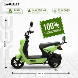 Green Sunny Low Speed Electric Scooter Non RTO 60KM Range Light Green with Portable Charger image 3