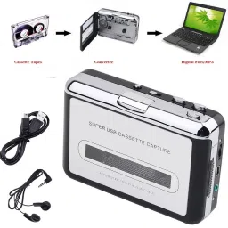 Microware USB Cassette to MP3 Converter Capture, Portable Audio Tape-to-MP3 Player Switcher Converter image 1