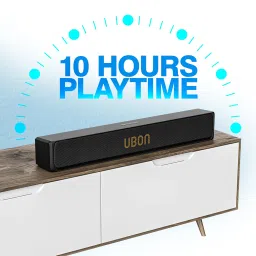 UBON Badshaah 20W BT Soundbar with 10 Hours Playtime | Bluetooth 5.3, Aux & USB Connectivity | 2000 mAh Battery | 2X Bass (Black) image 2
