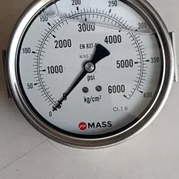 HYDRAULIC PRESSURE GUAGE 100mm / 4" inch Dial, 0-420 kg/cm2 (bar), 3/8" BSP, Back connection image 1