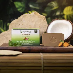 Ayurveda Hub Divya Snaan Multani Mitti Ubtan Soap (100 g Pack of 4) | Chemical Free | Handmade Ubtan Soap with Turmeric & Neem | Deep Cleansing & Brightening Bar for Men & Women | Natural Detox Bar image 1