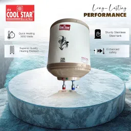 MY COOL STAR 10 Litre Electric Geyser | 3000W Water Heater with Overheat & Pressure Protection | Rust Resistant | Ivory image 3