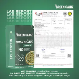 Green Gainz Roasted Edma Beans (Edamame) Masala Flavour (pack of 3-100gm each) |100% Veg High Protein Snack | No Added Sugar | Non-GMO | Rich in Fiber | No Gluten image 2