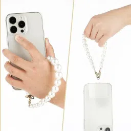 KHOLAD Polyvinyl Chloride Universal Mobile Phone Chain&Lanyard Phone Charm Wallet With Beaded Pearl,Cell Phone Lanyard With Tether Tab,Phone Chain Strap,Hands-Free Wrist Strap,Phone Strap For Women image 1