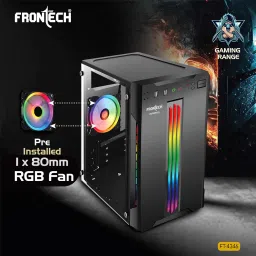 FRONTECH Gaming Computer Cabinet/Gaming Computer Case with 1 x 80 mm LED Fan and Front RGB LED Strip | 1 X USB 1.1 | 1 X USB 3.0| HD Audio (FT-4346) image 3