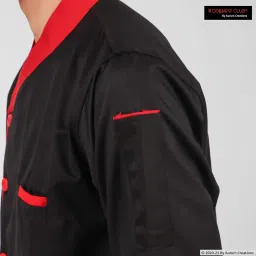 Kodenipr Club Crossneck Black Chef Coat Red Contrast,Poly/Cotton,Size (Large(40)) image 4