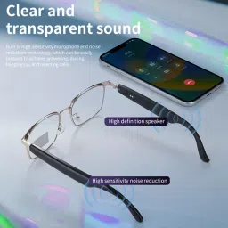 Piluyaa Smart Glasses Bluetooth Audio Sunglasses for Men Women with Dual Stereo Speakers, Open Ear Music &HD Calling, Touch &Voice Assistant, UV Protection——Gold image 5
