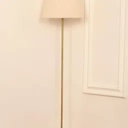 ANTIQUEMPORIUM Floor Lamp Standing Modern Antique Brass Finish 5ft Height with 12 inches Off White Lampshade for Living Room Corner, Home, Hotel, Office Pack of 1 image 4