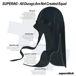 superstitch Superag Premium Durag Baby Boo Light Blue with Dark Blue Edges image 3