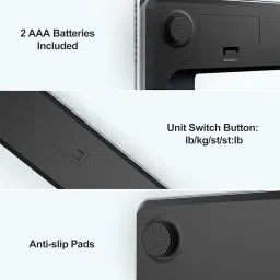 GE Bathroom Scale for Body Weight: Highly Accurate Digital Weighing Machine with Clear Tempered Glass, Compact Design, 400 lbs, with Body Tape Measure image 4